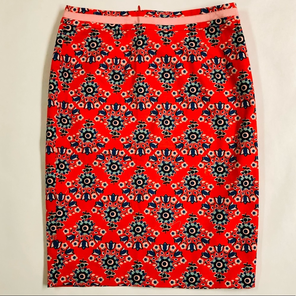Boden - Floral print red pencil skirt